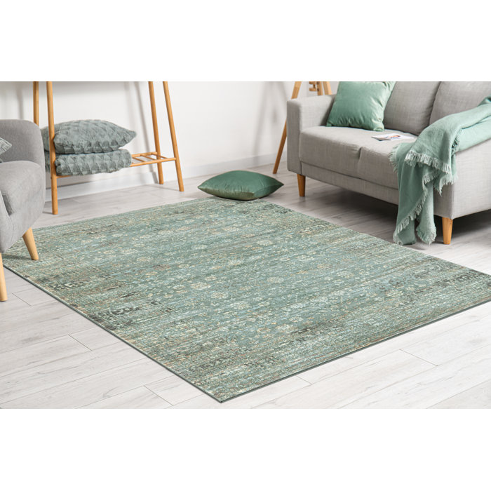Charlton Home® Zullo Performance Green Rug & Reviews Wayfair